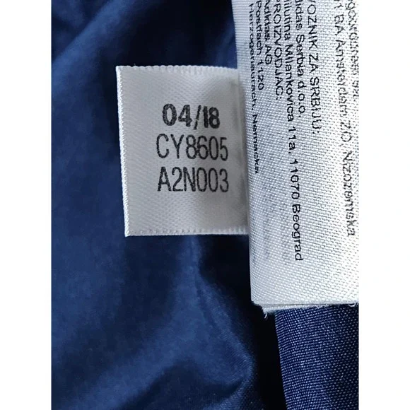 Adidas Itavic 3-Stripes Mens L Blue Hooded Puffer Jacket Full Zip Winter Coat